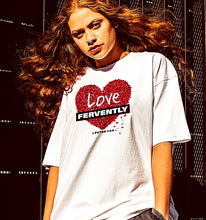 Load image into Gallery viewer, A woman in a Love Fervently t shirt from For Liberty Sake.